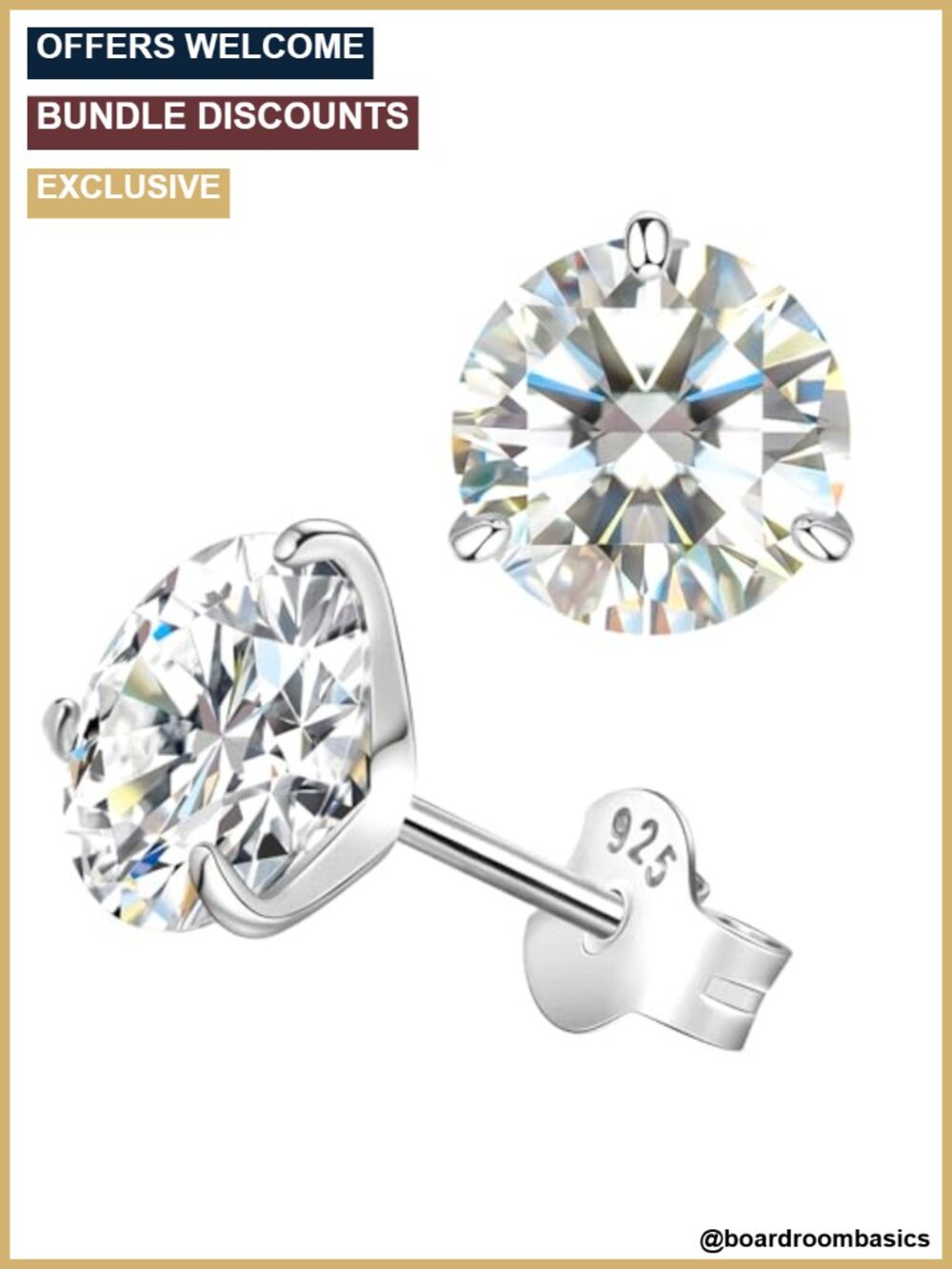 Moissanite Stud Earrings 925 Sterling Silver 18K Gold Vermeil